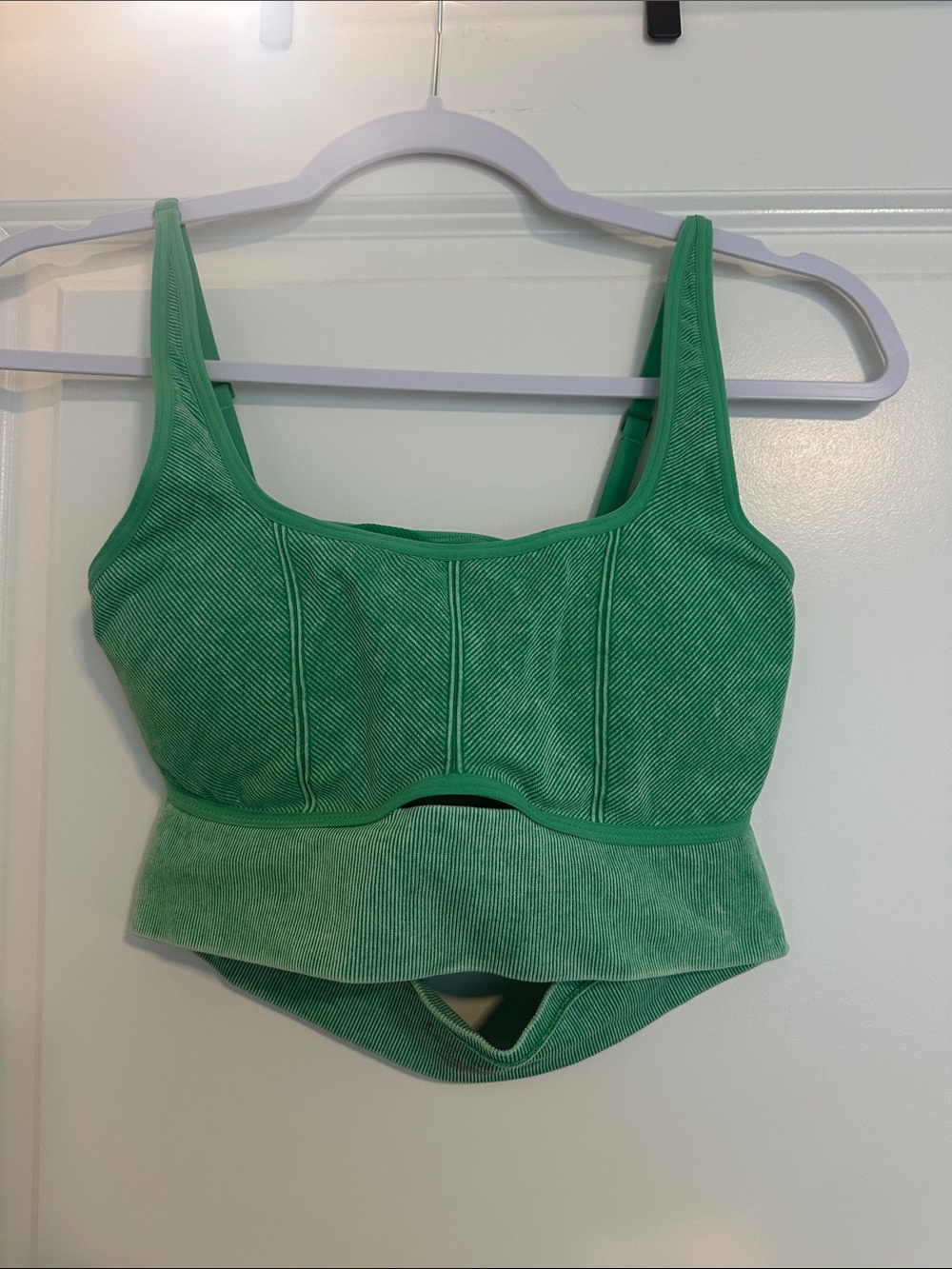 aerie Green Ribbed Longline Sports Bra